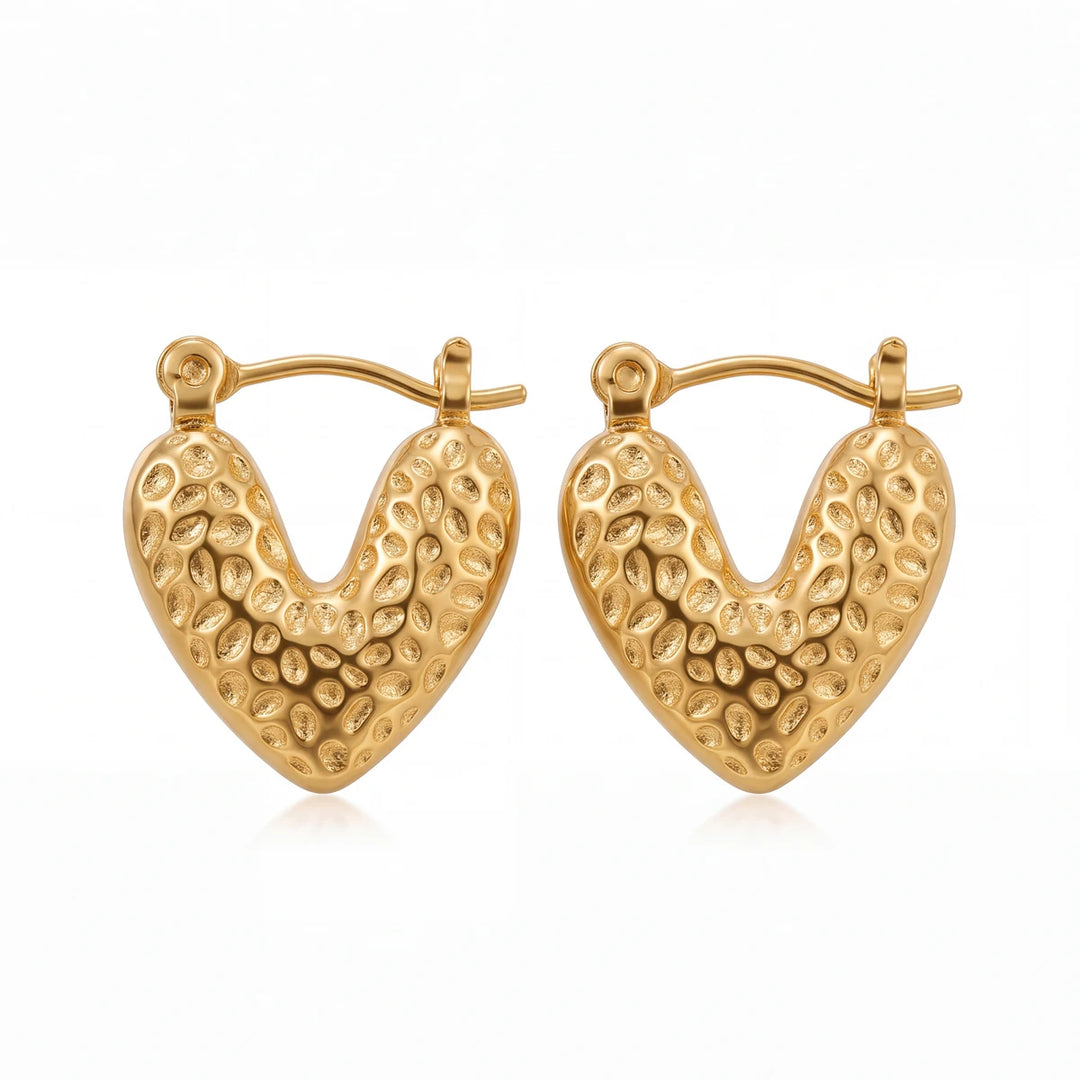 Amora heart hoop earrings for women, gold-tone - RANGREZ