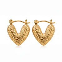 Amora heart hoop earrings for women, gold-tone - RANGREZ