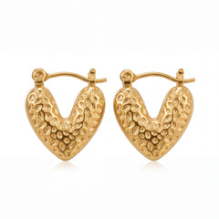 Amora heart hoop earrings for women, gold-tone - RANGREZ
