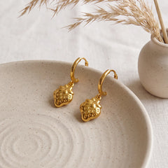 Berry strawberry huggie earrings for women, gold-tone - RANGREZ (view 3)