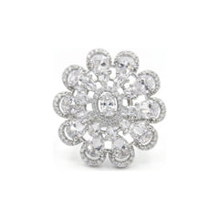 Crystal Oval Floral Cluster Cocktail Ring