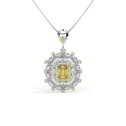Starburst Helia Crystal Floral Burst Pendant Necklace, Rhodium finish