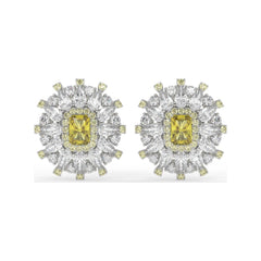 Starburst Emerald-Cut Halo Stud Earrings