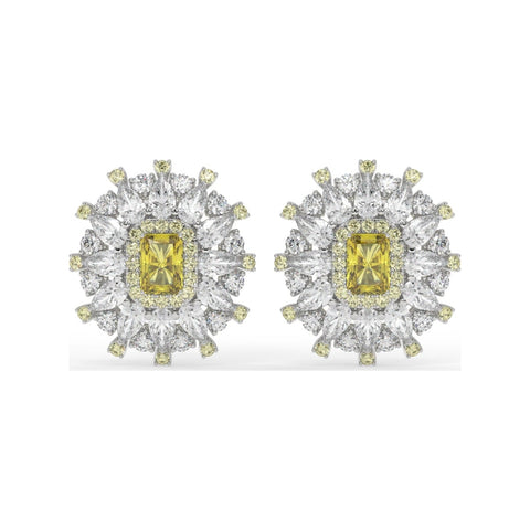 Starburst Emerald-Cut Halo Stud Earrings