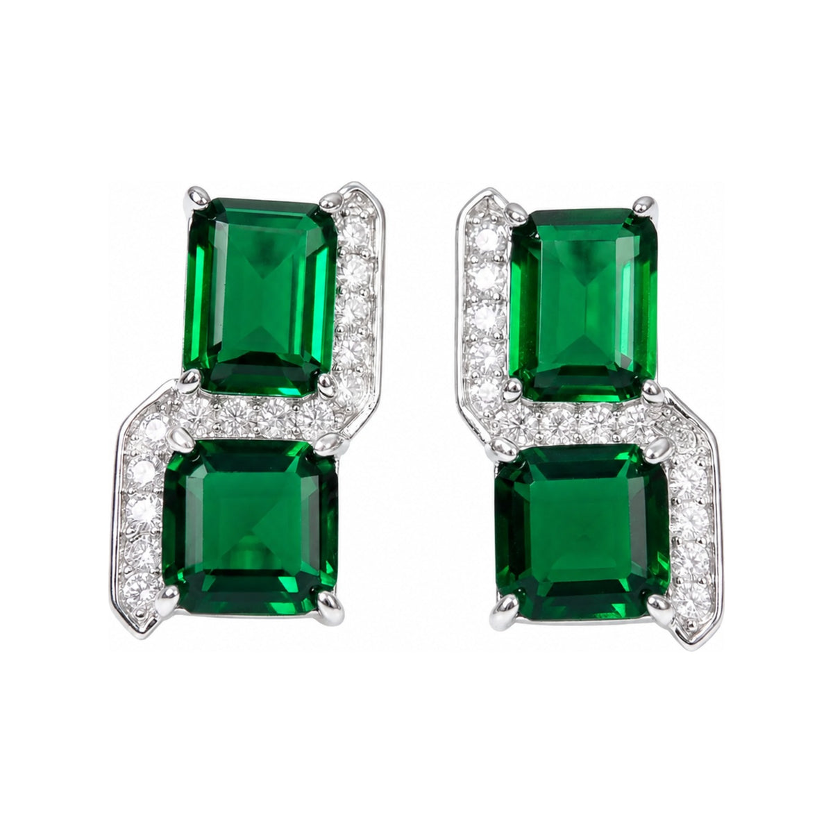 Square Cut Crystal Stud Earrings