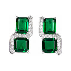 Square Cut Crystal Stud Earrings