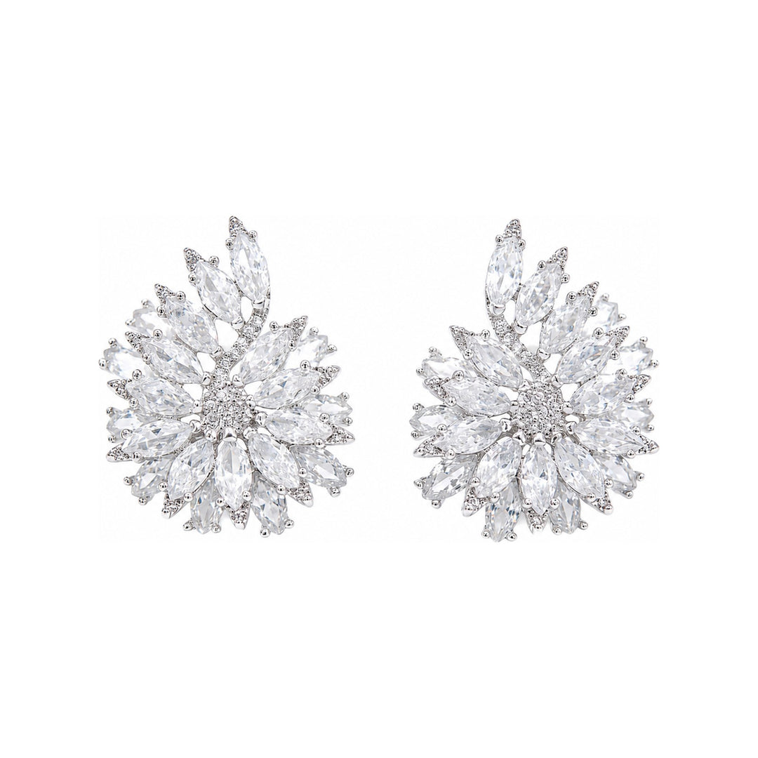 White Crystal Marquise Cluster Stud Earrings