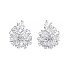 White Crystal Marquise Cluster Stud Earrings