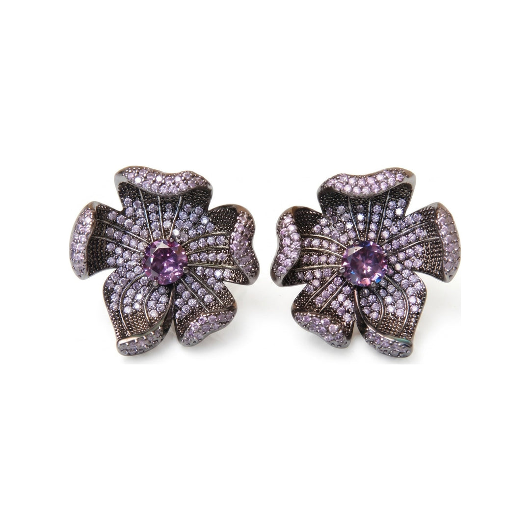 Crystal Micro-Pave Sculpted Flower Stud Earrings