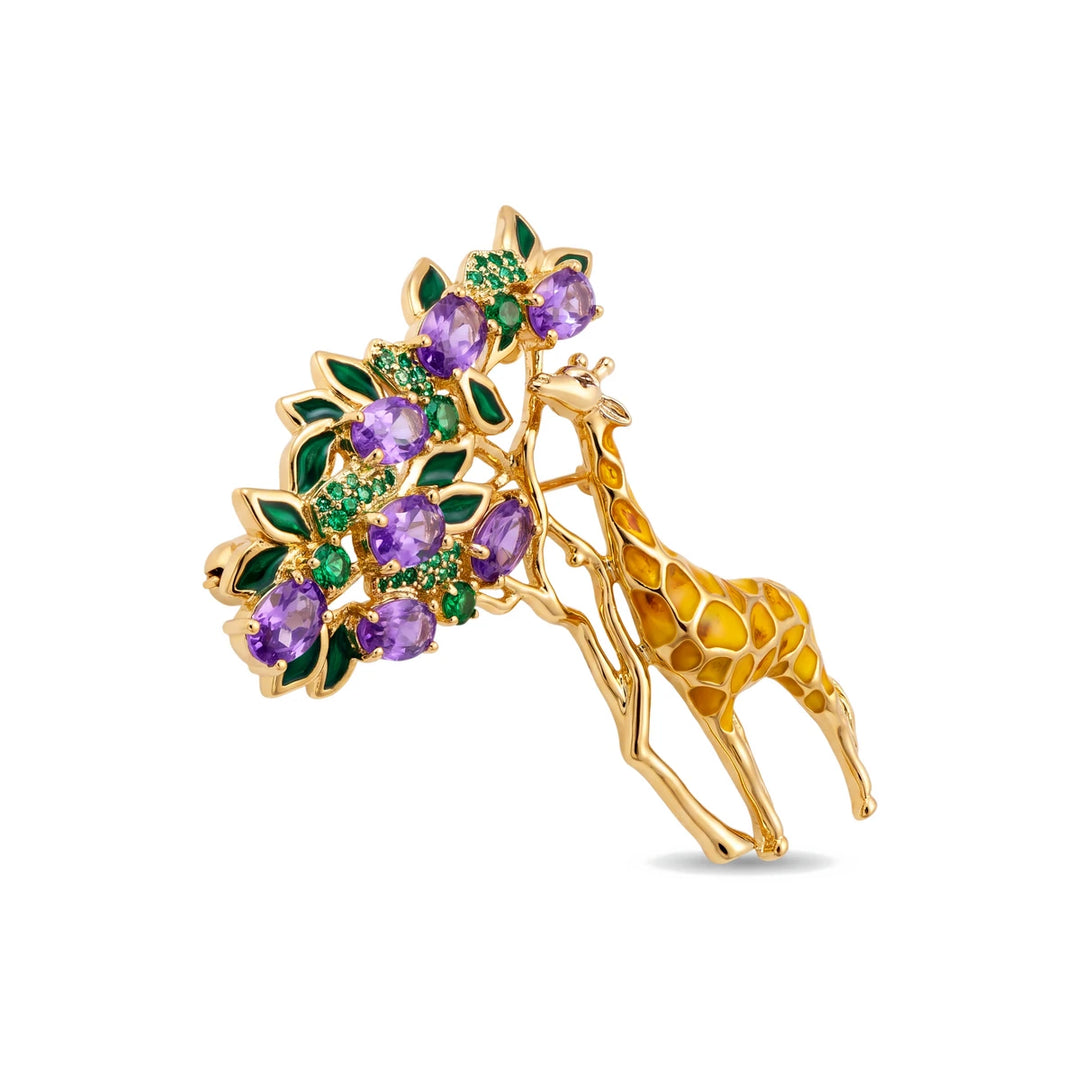 Safari giraffe brooch for women, gold-tone - RANGREZ