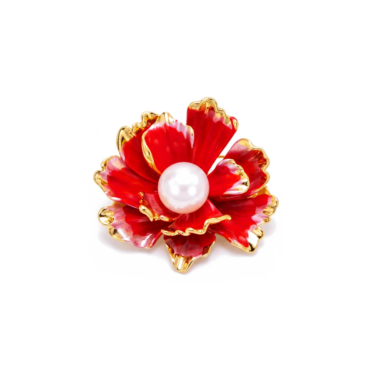 Coral Flower Brooch