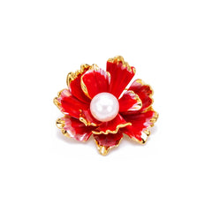 Coral Flower Brooch