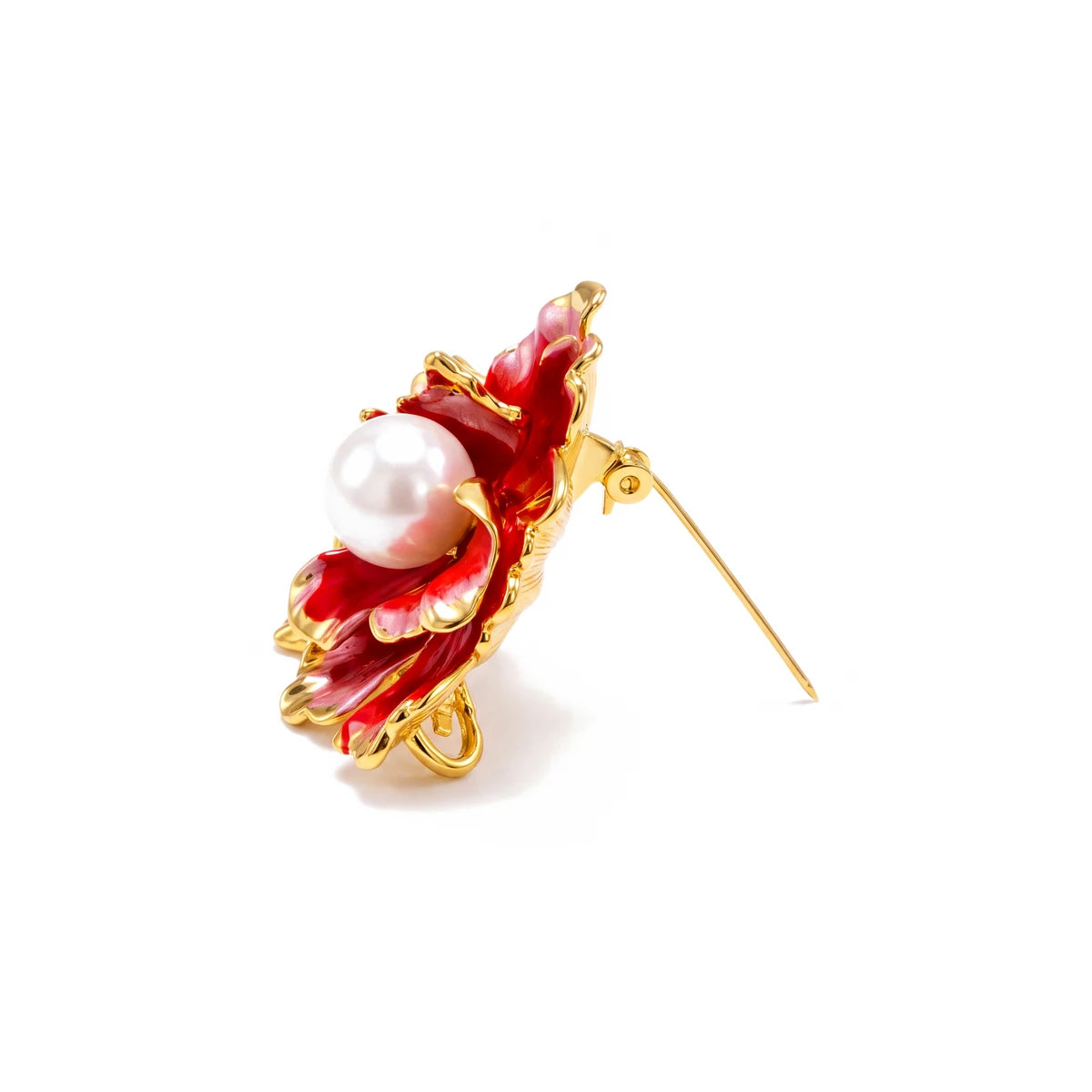 Coral Flower Brooch