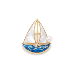 Pearl Sailboat Brooch