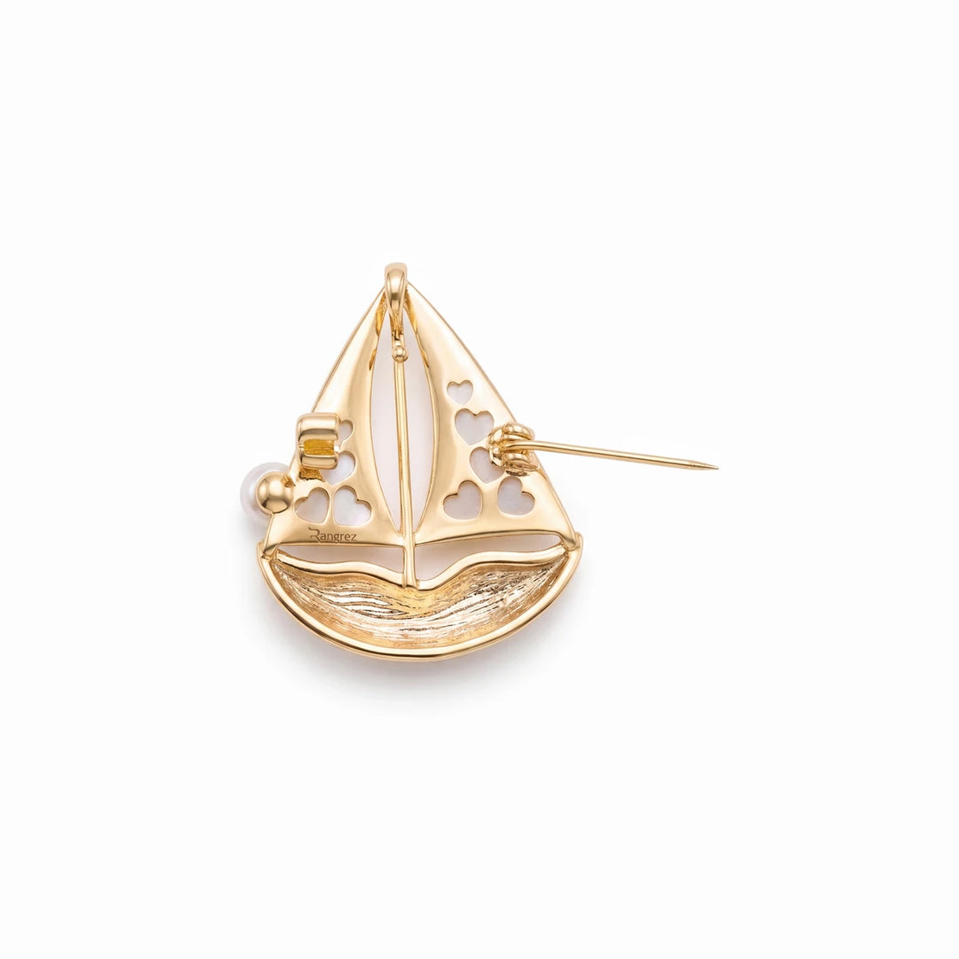 Pearl Sailboat Brooch