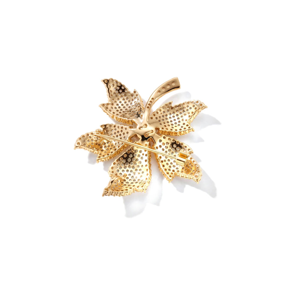 Azura flower brooch for women, gold-tone - RANGREZ