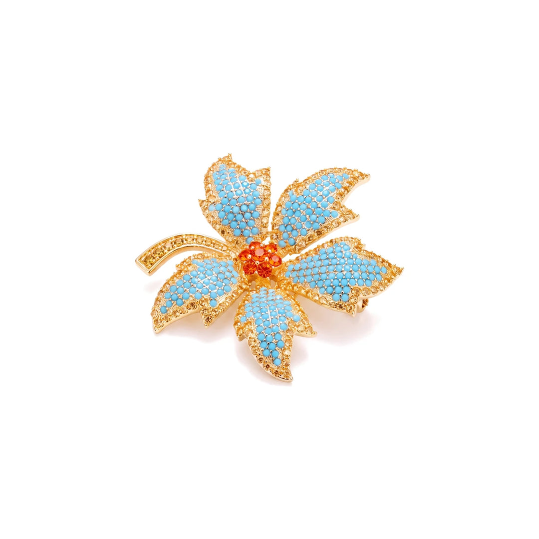 Azura flower brooch for women, gold-tone - RANGREZ (view 2)