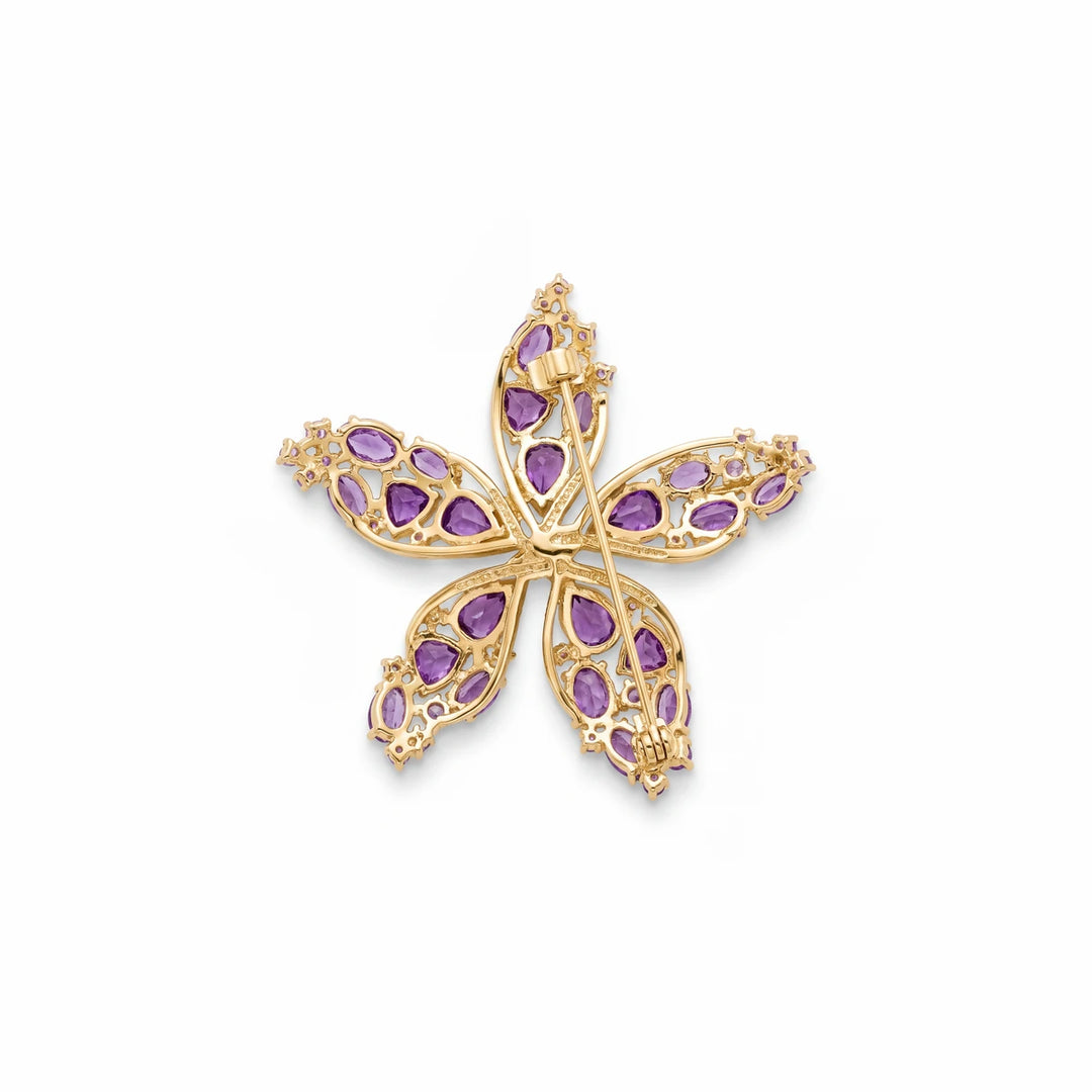 Stella flower brooch for women, gold-tone - RANGREZ