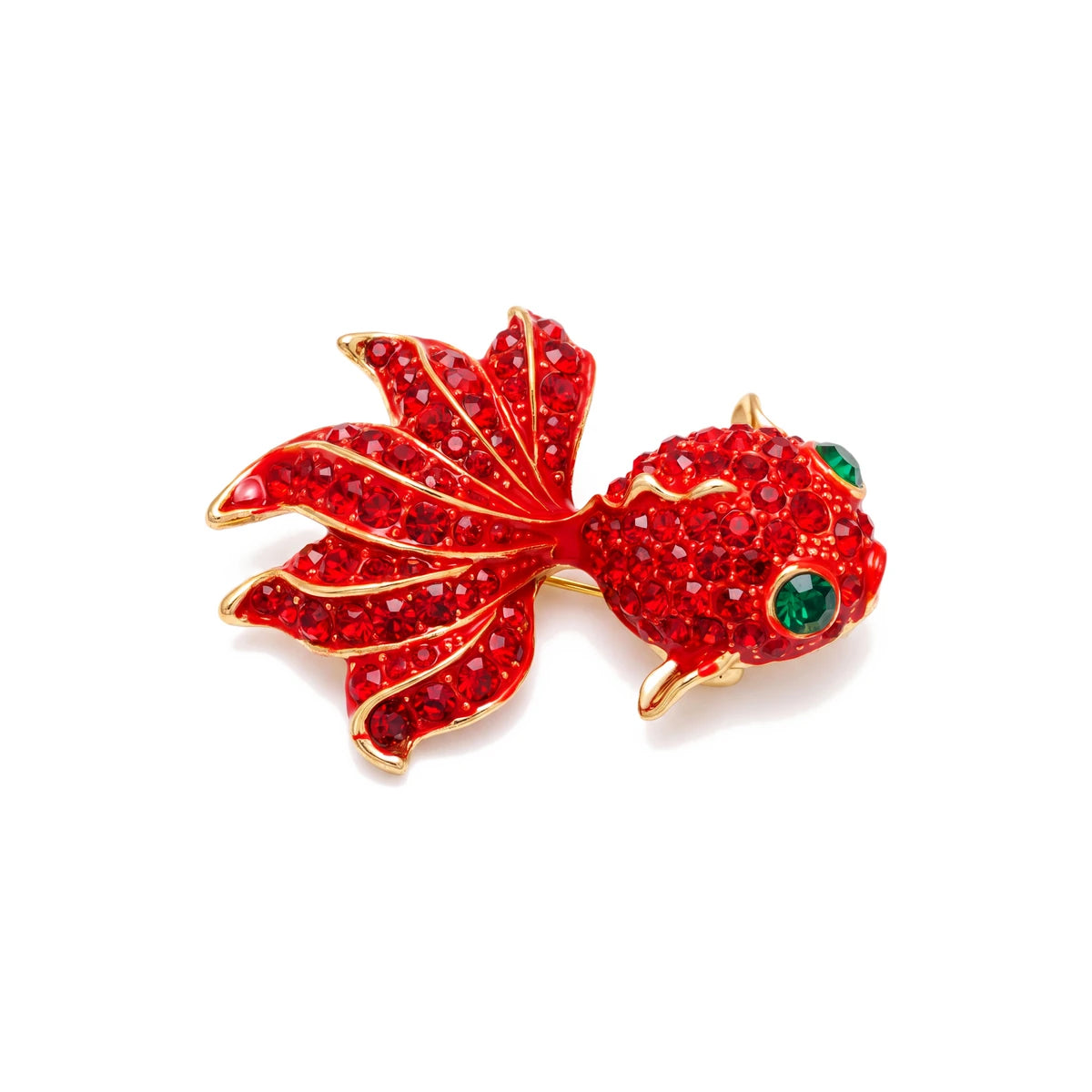 Scarlet goldfish brooch for women, gold-tone - RANGREZ
