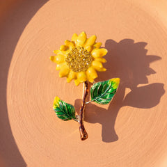 Surya sunflower brooch for women, gold-tone - RANGREZ