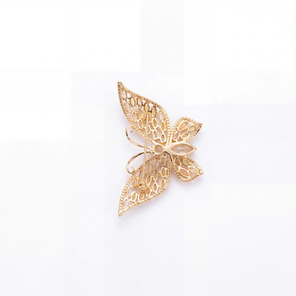 Aurelia butterfly brooch for women, gold-tone - RANGREZ (view 2)