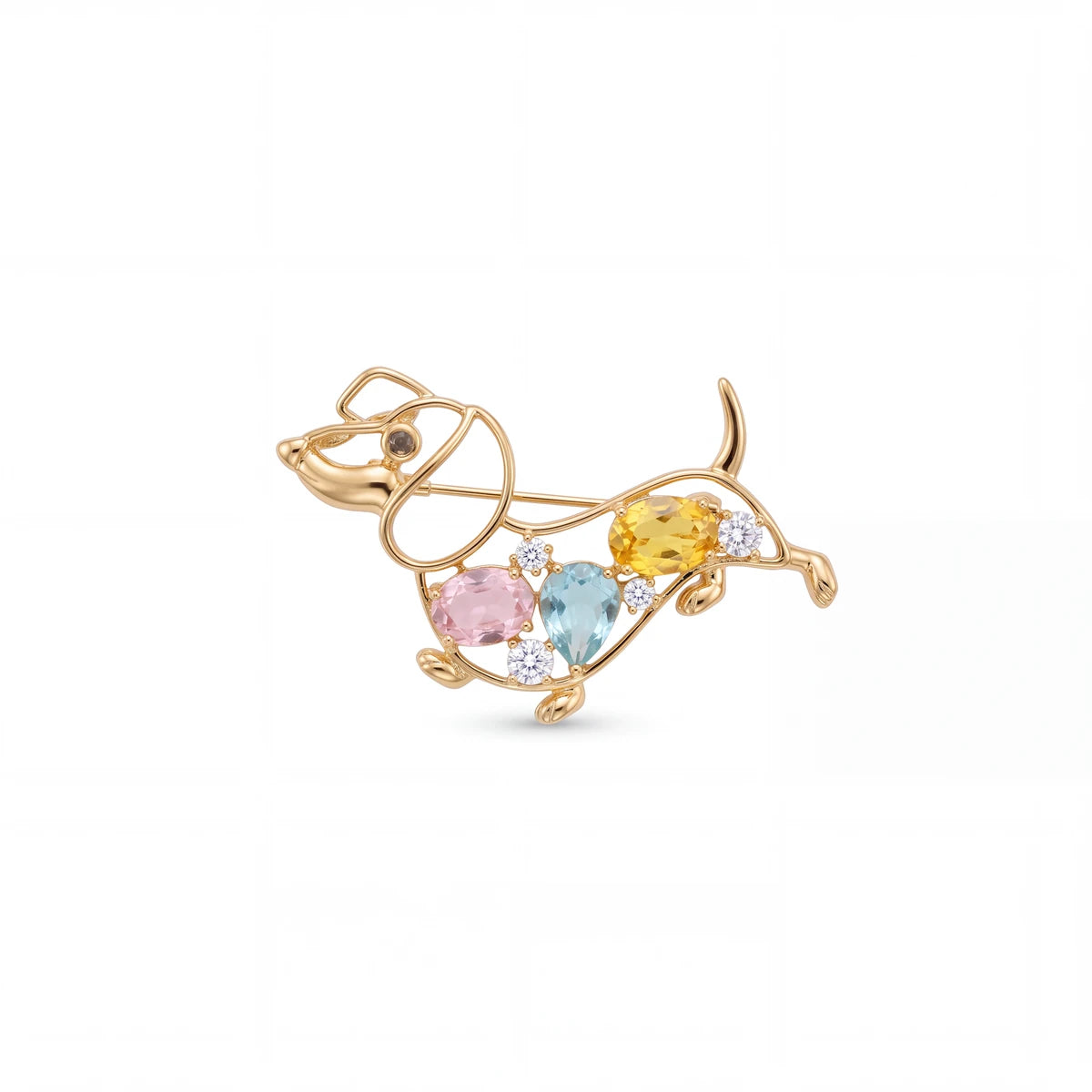 Biscuit puppy brooch for women, gold-tone - RANGREZ
