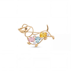 Biscuit puppy brooch for women, gold-tone - RANGREZ