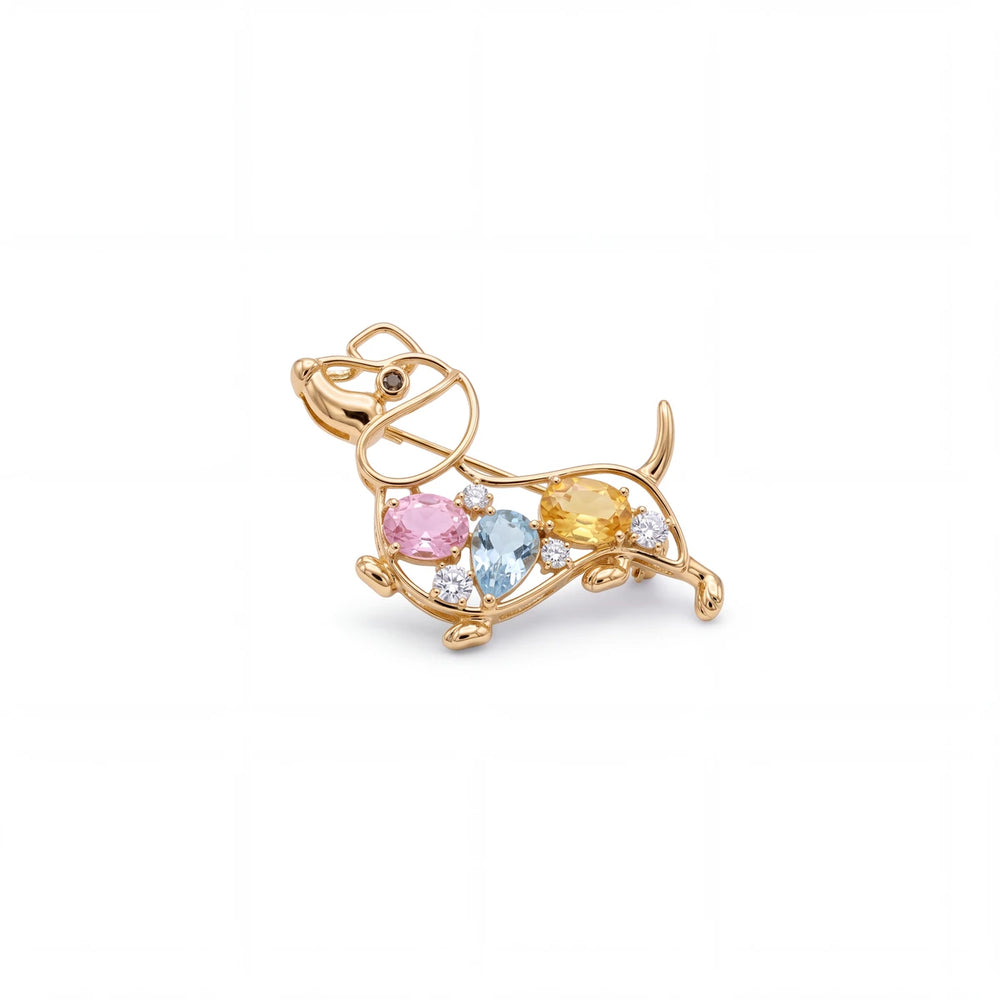 Biscuit puppy brooch for women, gold-tone - RANGREZ (view 2)