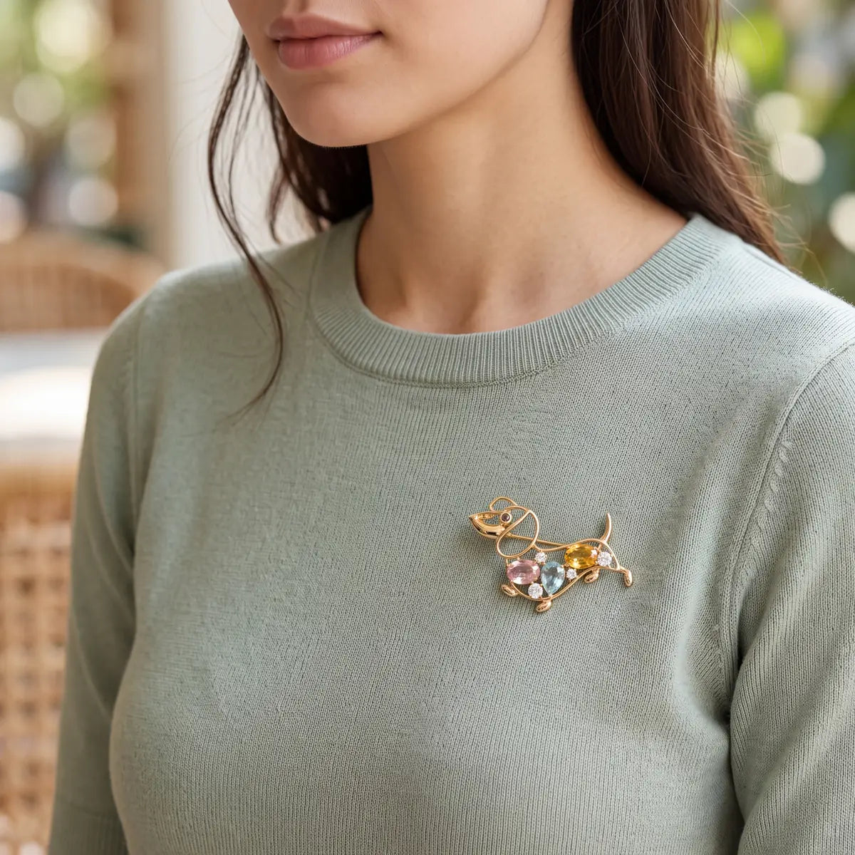 Biscuit puppy brooch for women, gold-tone - RANGREZ (view 3)