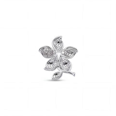 Periwinkle flower brooch for women, rhodium finish - RANGREZ (view 2)