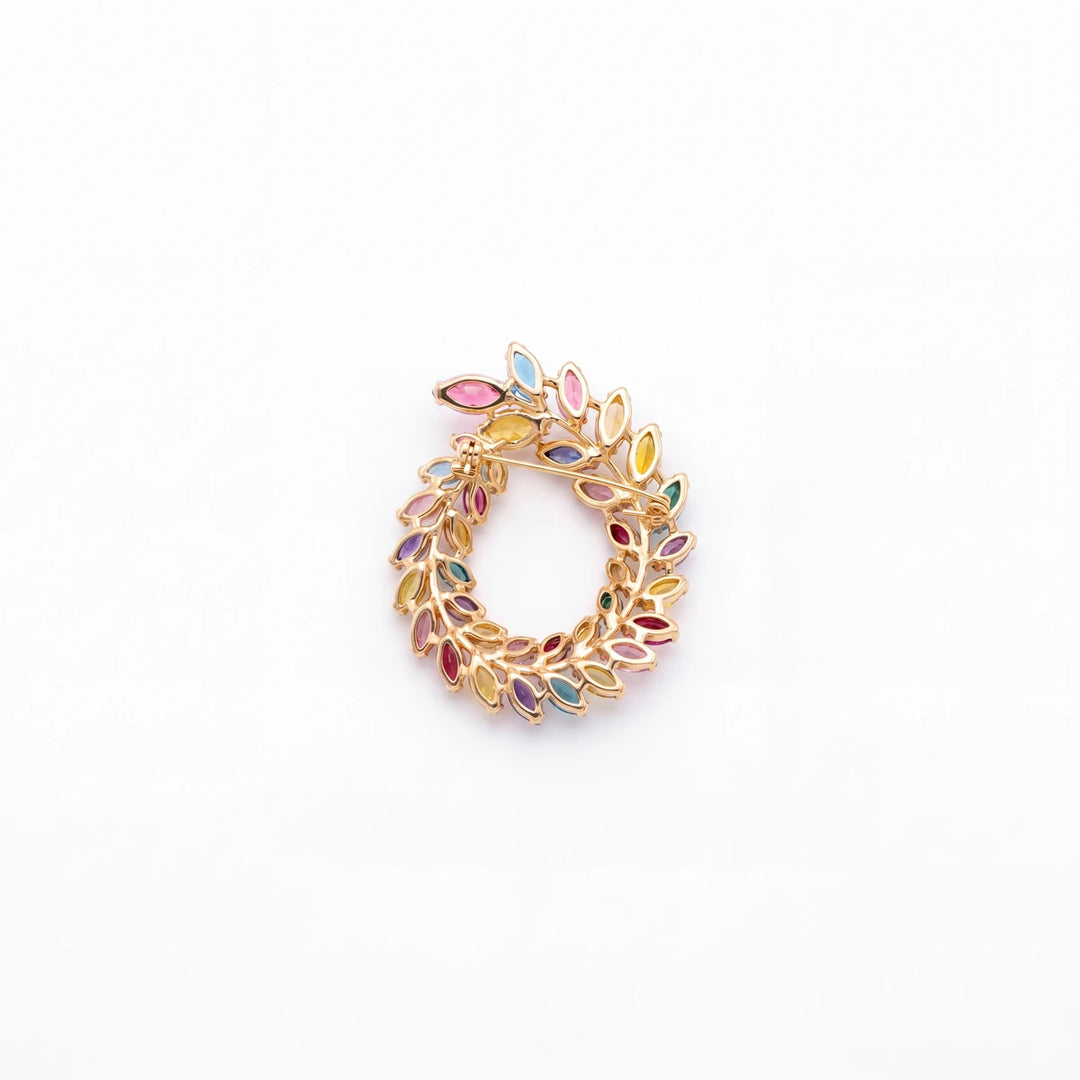 Carnival wreath brooch for women, gold-tone - RANGREZ (view 2)