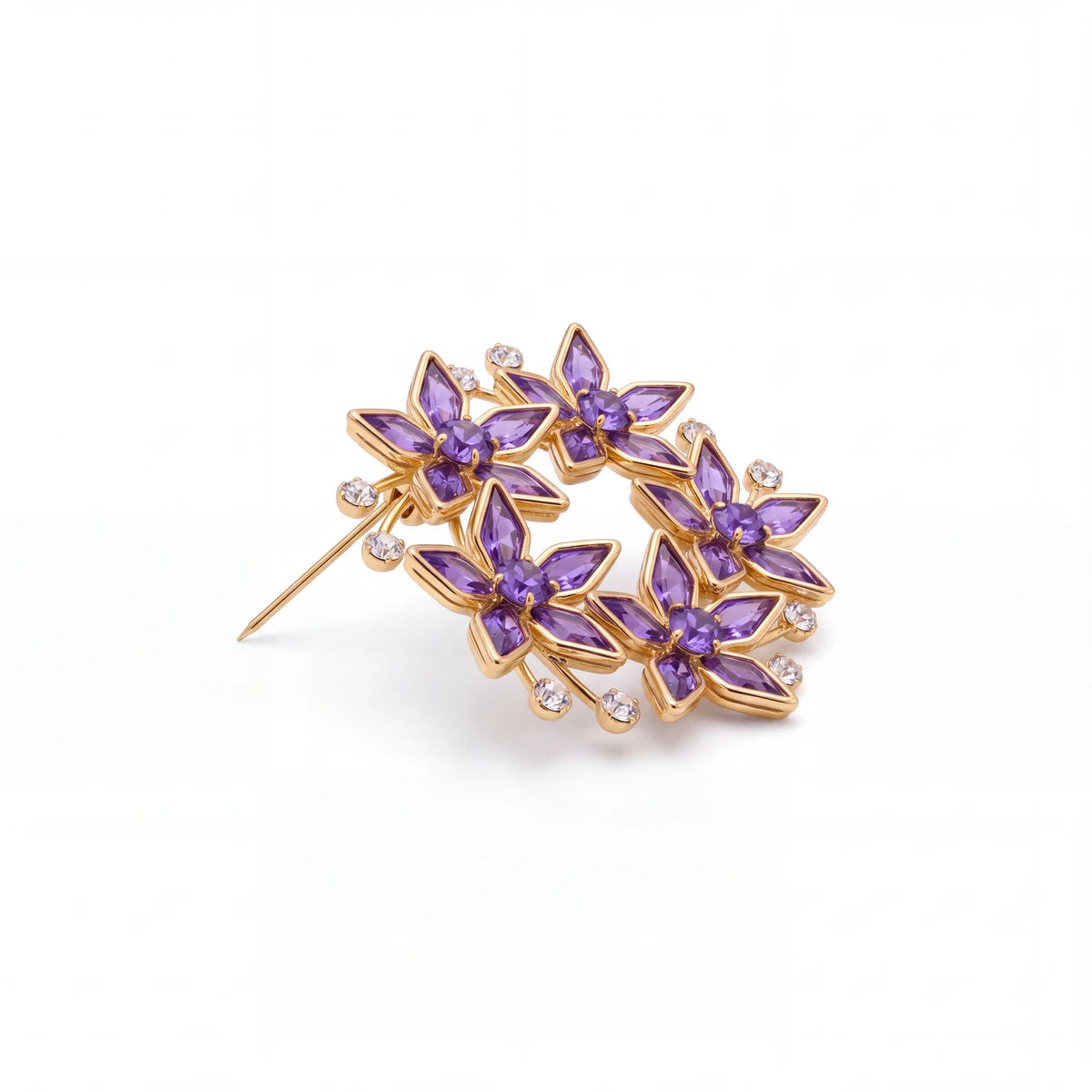 Violetta wreath brooch for women, gold-tone - RANGREZ