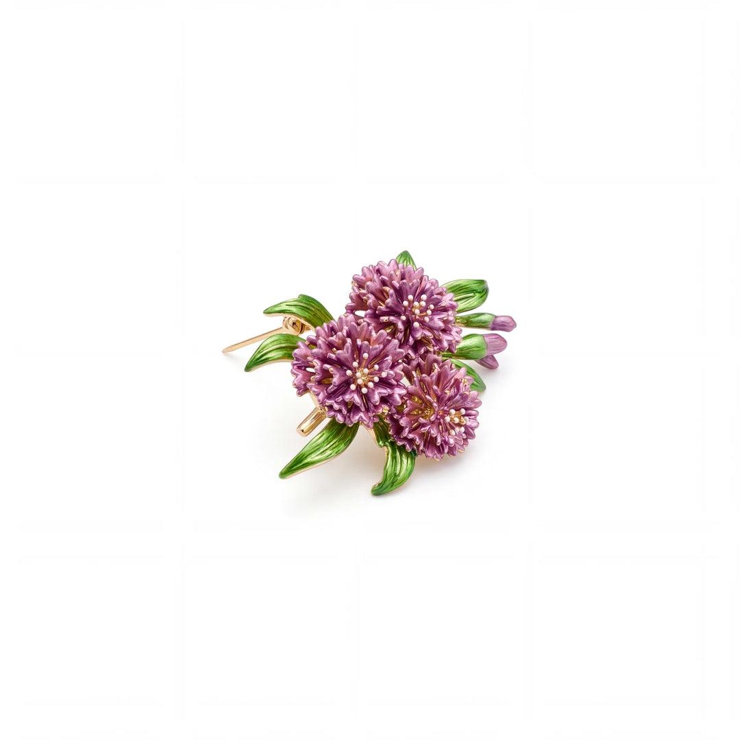 Hortensia hydrangea brooch for women, gold-tone - RANGREZ (view 3)