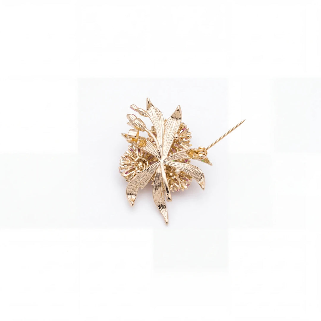 Hortensia hydrangea brooch for women, gold-tone - RANGREZ (view 4)