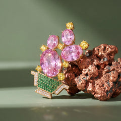 Opuntia cactus brooch for women, gold-tone - RANGREZ (view 2)