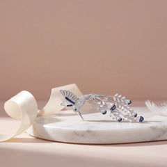 Colibri hummingbird brooch for women, rhodium finish - RANGREZ (view 2)