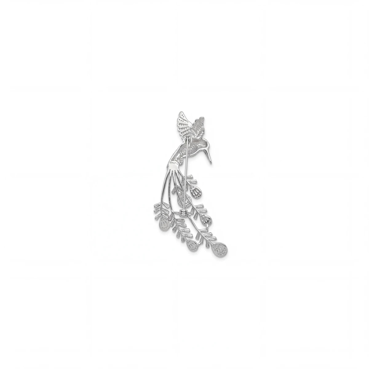 Colibri hummingbird brooch for women, rhodium finish - RANGREZ (view 4)