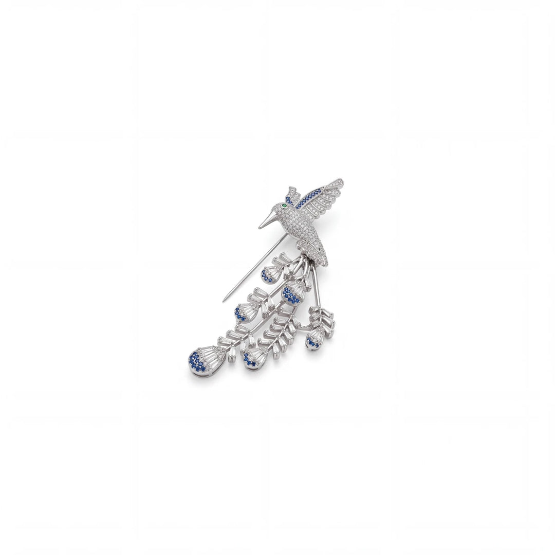 Colibri hummingbird brooch for women, rhodium finish - RANGREZ (view 5)