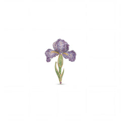 Yara iris flower brooch for women, rhodium finish - RANGREZ