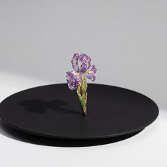 Yara iris flower brooch for women, rhodium finish - RANGREZ (view 4)