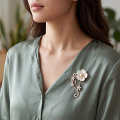 Noemi flower brooch for women, gold-tone - RANGREZ (view 3)