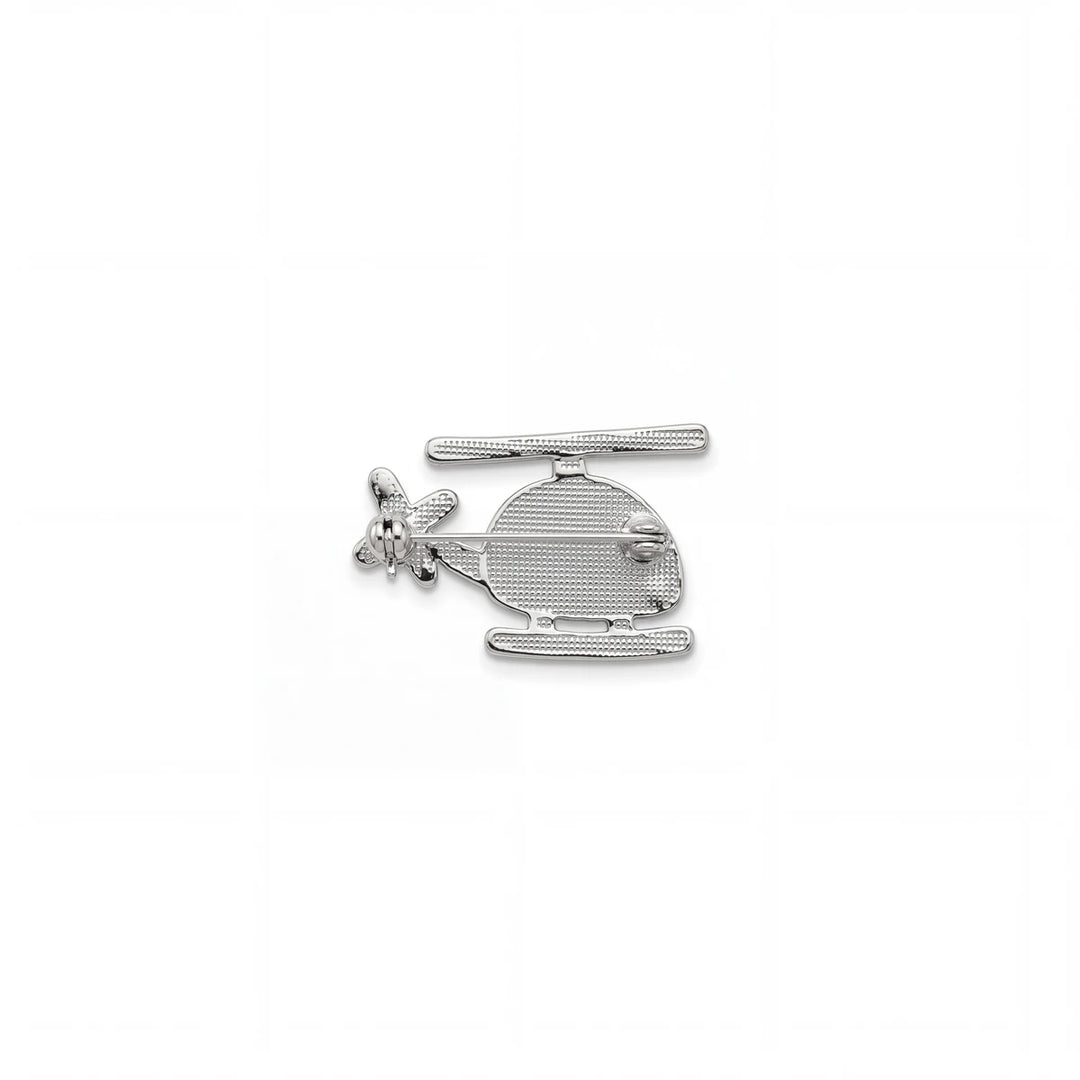 Zephyr helicopter brooch for women, rhodium finish - RANGREZ