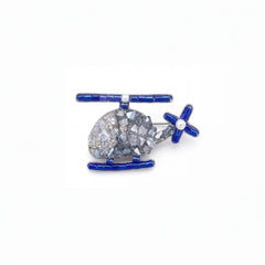 Zephyr helicopter brooch for women, rhodium finish - RANGREZ (view 2)