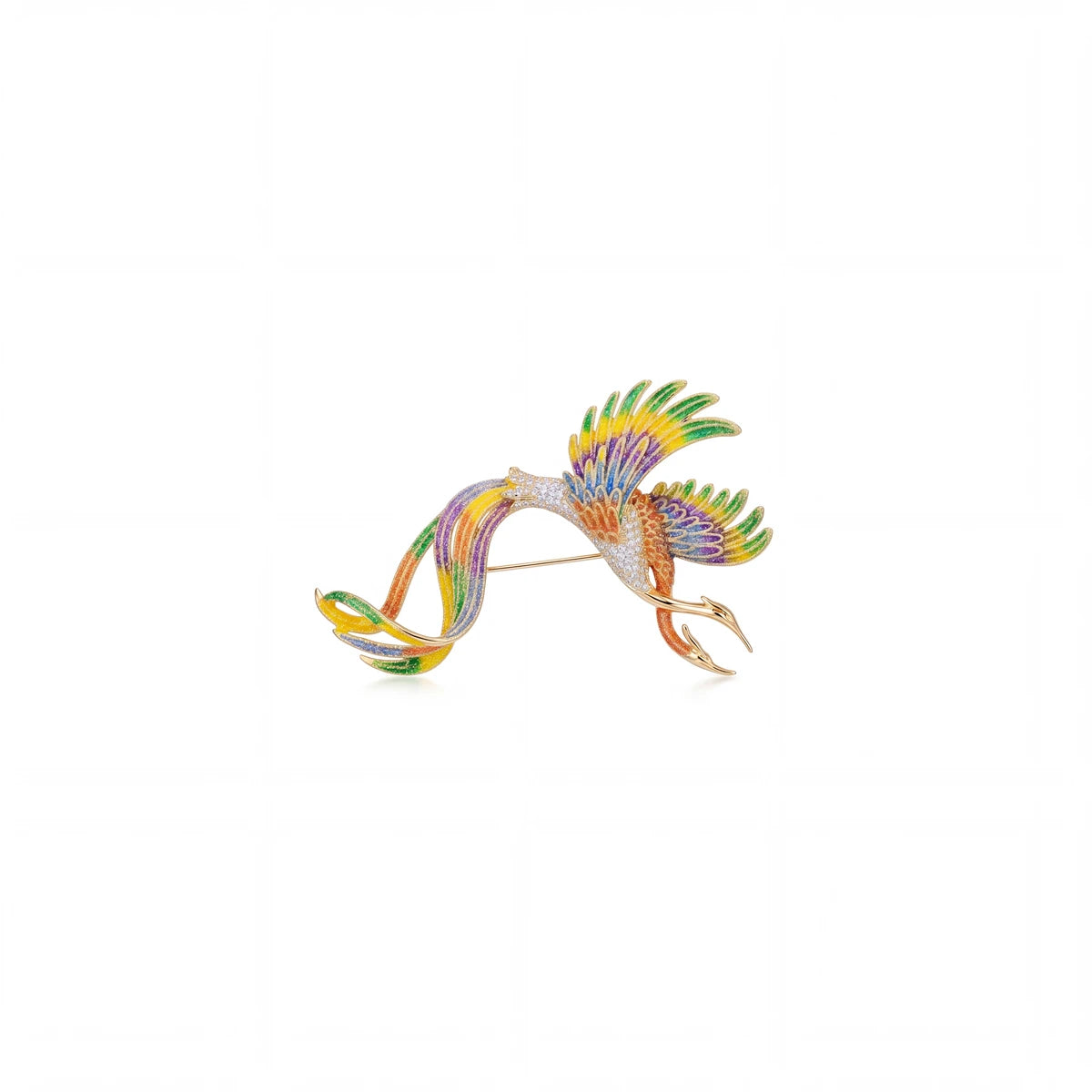 Phoenix bird brooch for women, gold-tone - RANGREZ
