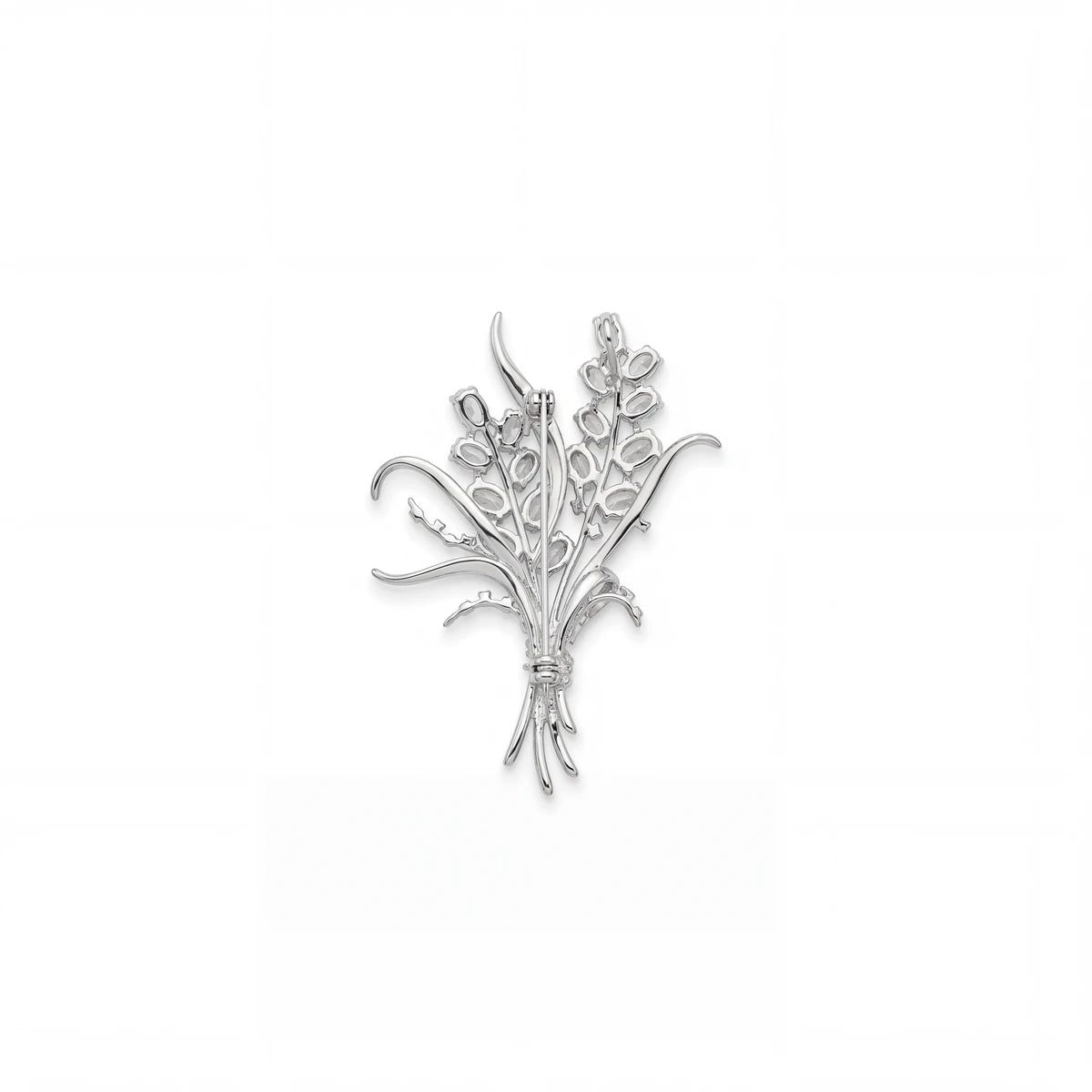 Liliana lily spray brooch for women, rhodium finish - RANGREZ