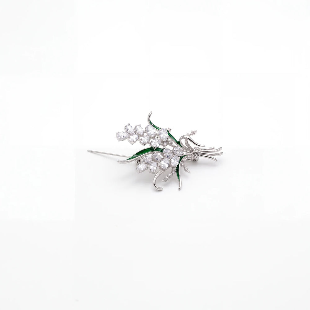 Liliana lily spray brooch for women, rhodium finish - RANGREZ (view 3)