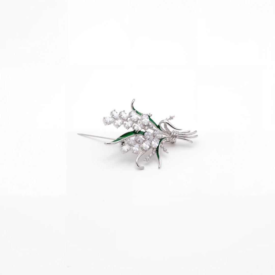 Liliana lily spray brooch for women, rhodium finish - RANGREZ (view 3)