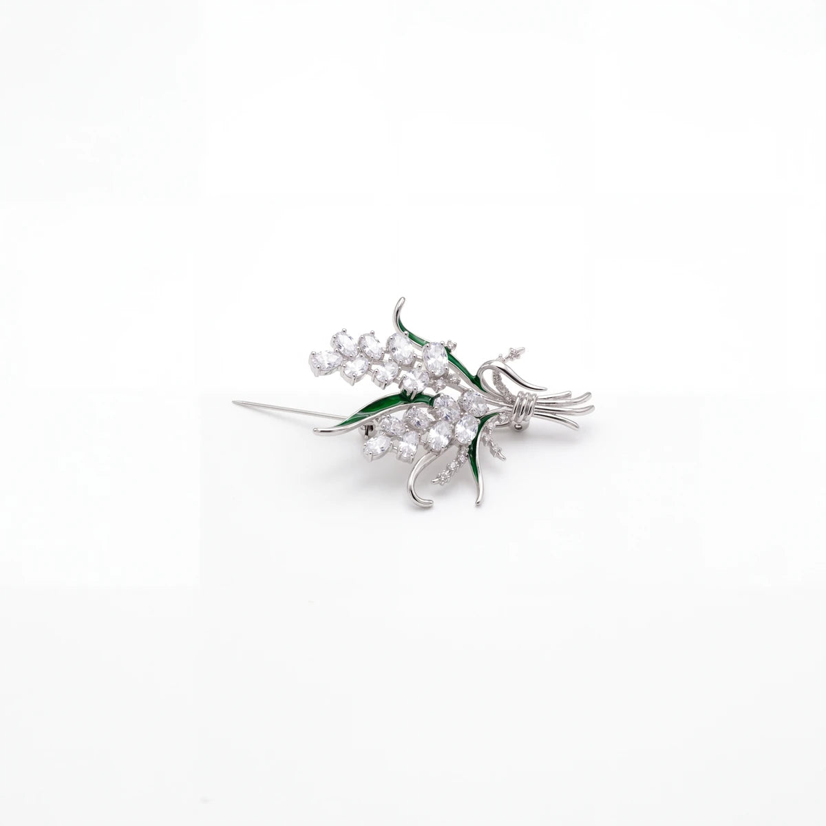 Liliana lily spray brooch for women, rhodium finish - RANGREZ (view 3)