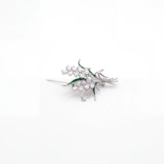 Liliana lily spray brooch for women, rhodium finish - RANGREZ (view 3)