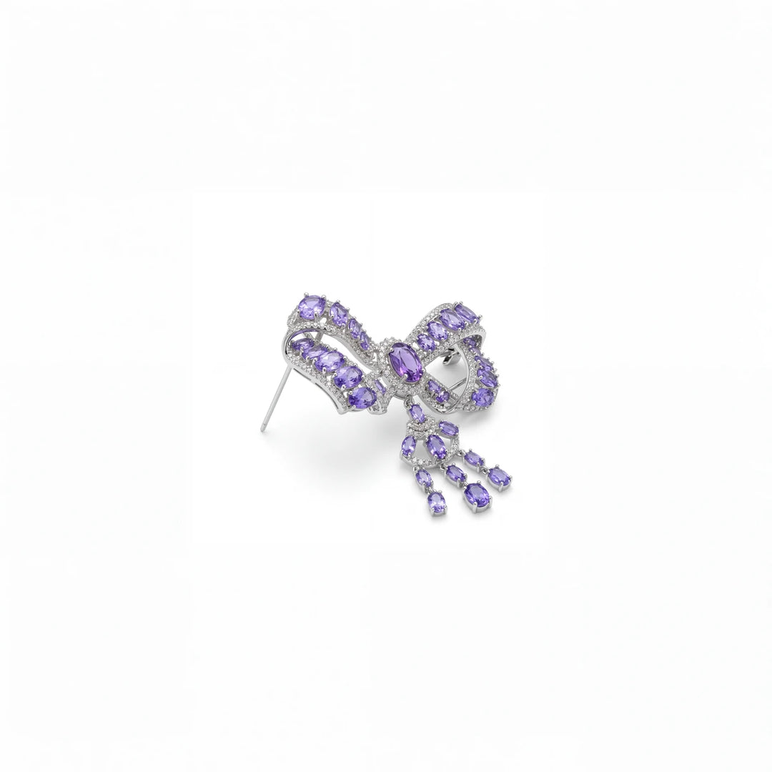 Margot bow brooch for women, rhodium finish - RANGREZ